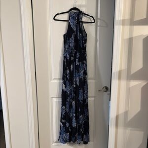 Floral Halter Maxi Dress - Blue